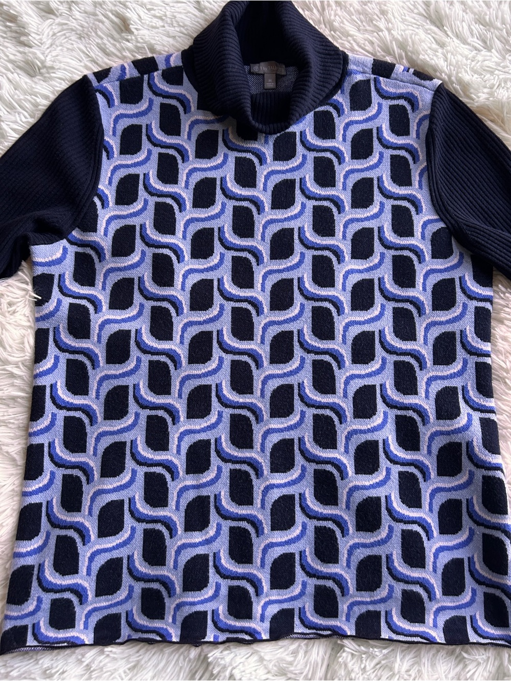 Talbots Birds Eye Jacquard Turtle-Neck Sweater - Size Medium - Picture 2 of 10